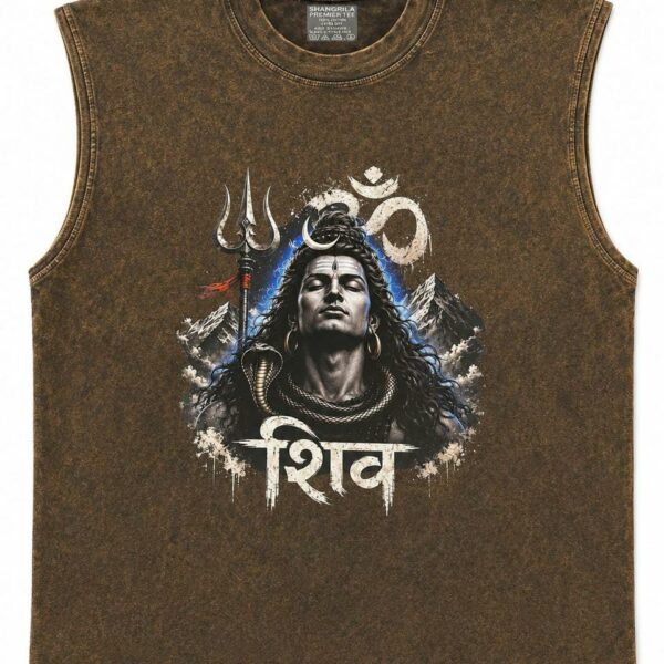 Shangrila Lord Shiva Vintage Acid Wash Sleeveless T-Shirt – Earth Brown