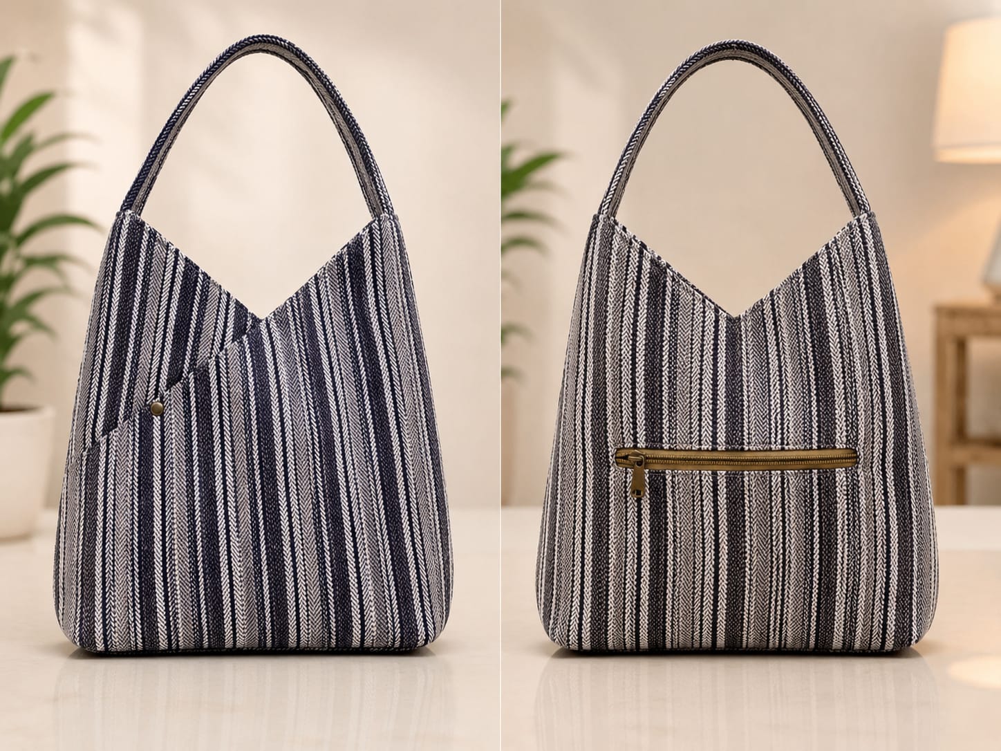 WhatsApp Image 2026-07-26 at 8.22.34 PM (1) Women's PremWomen's Premium Striped Shoulder Tote Bagium Striped Shoulder Tote Bag - Image 1