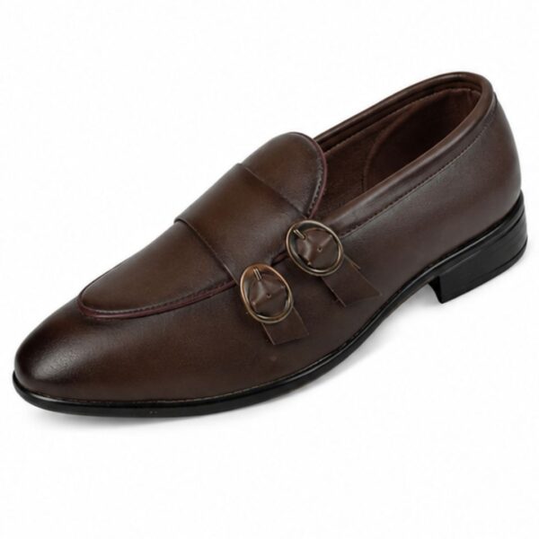 Run Shoes Double Buckle Brown Loafers (2289)