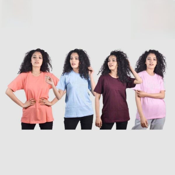 Shangri-La 100% Cotton T-Shirt For Women - Peach |Sky Blue |Maroon | Pink