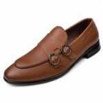Run Shoes Double Buckle Coffee Loafers (2289)