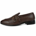 Run Shoes Double Buckle Brown Loafers (2289) - Image 2