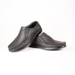 Run Shoes Black Leather Slip-on Loafers for Men (3041)