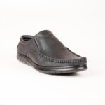 Run Shoes Black Leather Slip-on Loafers for Men (3041) - Image 2