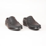 Run Shoes Black Leather Slip-on Loafers for Men (3041) - Image 3