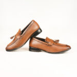 Run Shoes Brown Leather Slip-on Tassel Loafers for Men (2259)