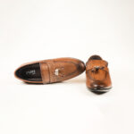 Run Shoes Brown Leather Slip-on Tassel Loafers for Men (2259) - Image 3