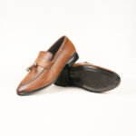 Run Shoes Brown Leather Slip-on Tassel Loafers for Men (2259) - Image 5