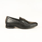 Run Shoes Black Leather Slip-on Formal Loafers for Men (2251) - Image 4